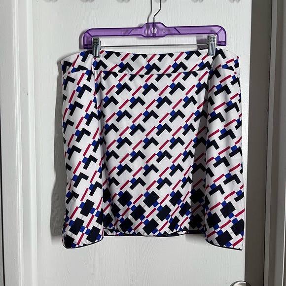 NWOT - Geometric Patterned Skort - White, Blue, Red - Picture 1 of 6
